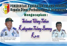 DINAS PERHUBUNGAN TULANG BAWANG MENGUCAPKAN DIRGAHAYU KABUPATEN TULANG BAWANG YANG KE 22 TAHUN
